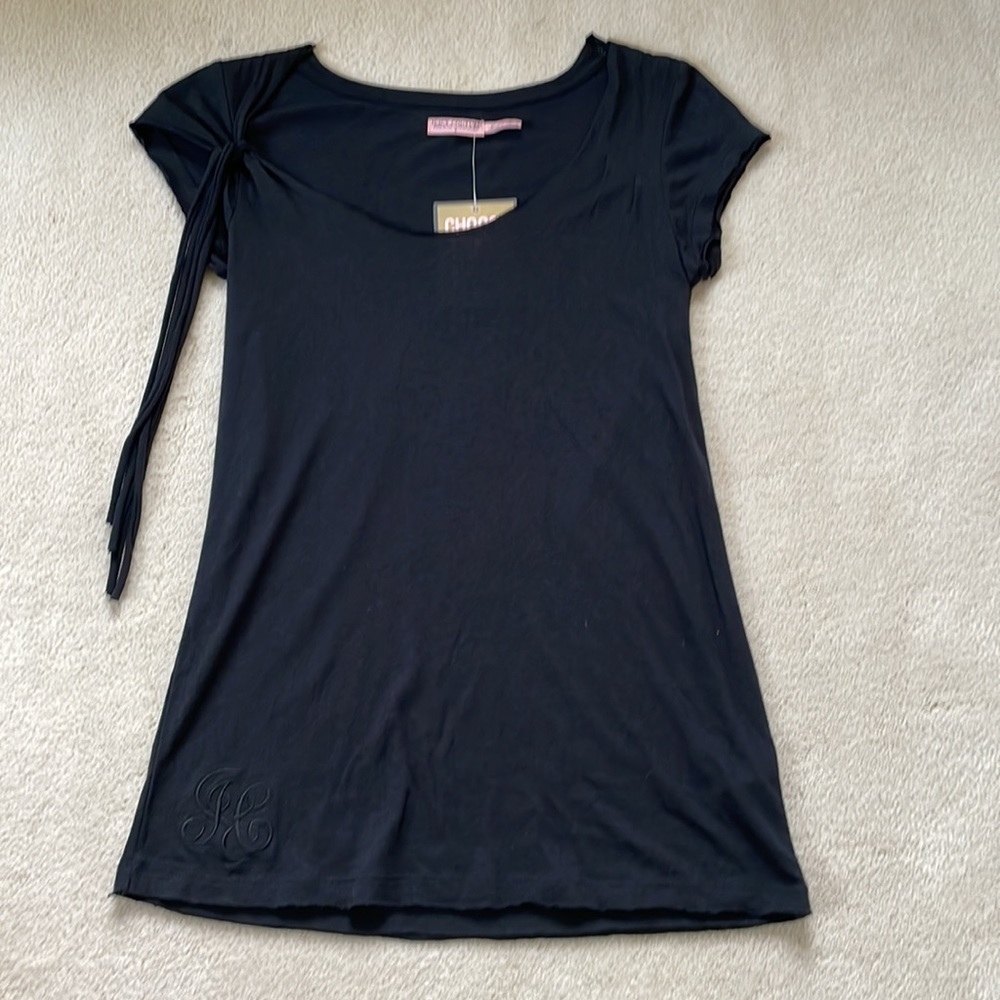 Juicy Couture NWT Black Short Sleeve Shirt With Tassels